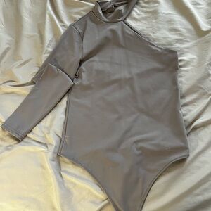 Abercrombie & Fitch Taupe Long Sleeve Bodysuit